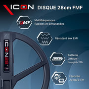 Détecteur XP ICON - Télécommande, disque 28cm FMF