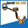 Garrett ACE 200i avec titre noir et jaune dans le cadre bleu