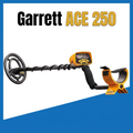 Garrett ACE 250 avec titre noir et jaune et cadre bleu