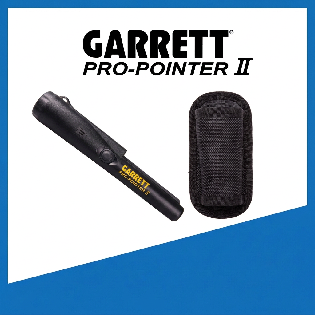 Garrett Pro-Pointer II avec son étui dans le cadre bleu
