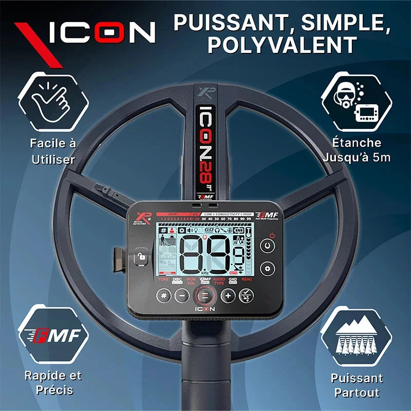 Détecteur XP ICON - Télécommande, disque 28cm FMF